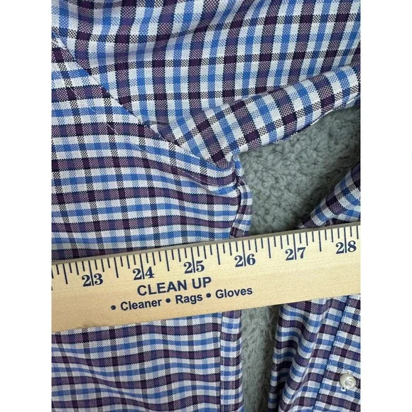 Stafford Shirt Men 18 36-37 Gingham Check Non Iron Fitted Travel Oxford Shirt